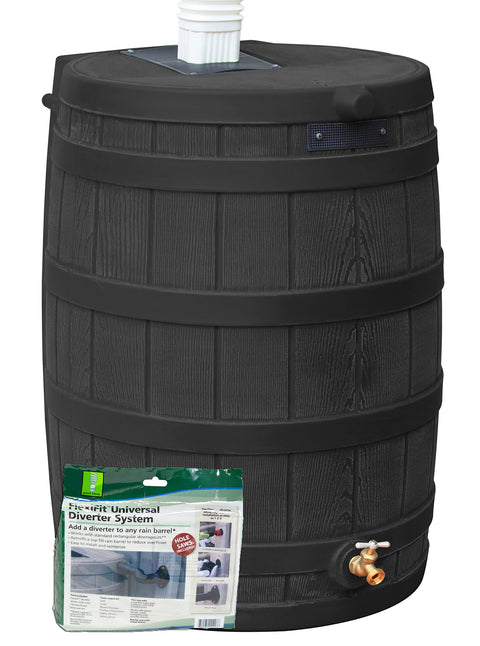 Good Ideas RW50-DIV-BLK Rain Wizard 50-Gallon Diverter Kit, Black