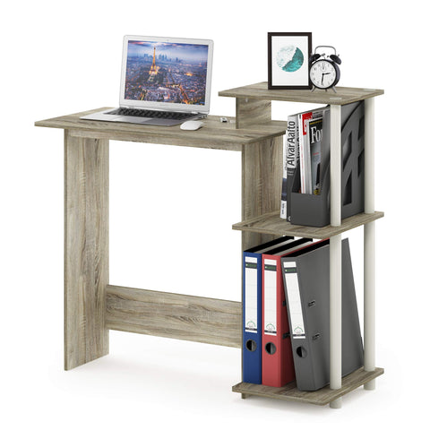 Furinno EFFICIENT Desk, 28.6" Wide Gaming Desk with 3 Open Side Shelves, Laptop Notebook Computer Desk, Office Desk for Home Office, Study Room, Dorm, Bedroom, Sonoma Oak
