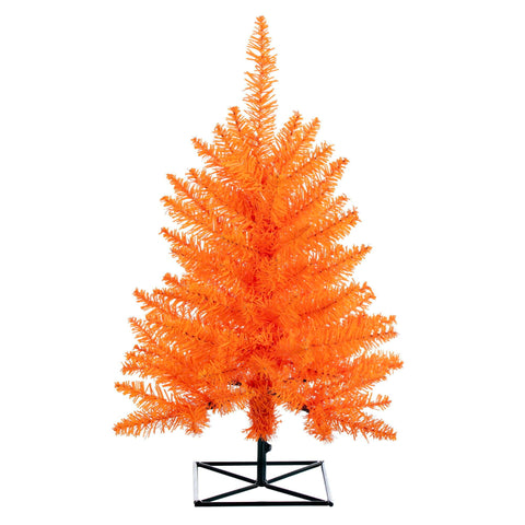 Vickerman 3' Orange Fir Artificial Christmas Tree, Unlit - Faux Fir Christmas Tree - Seasonal Indoor Home Decor