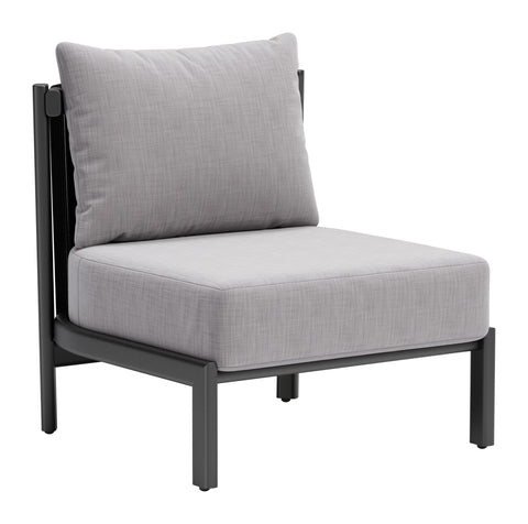 Zuo Horizon Accent Chair Gray, Gray Accent Chair, Modern Style, Outdoor Fabric, Removable and Washable Cushion Cover, Aluminum, Outdoor Living, 27.6" W x 32.3" D x 31.9" H, Non-Stackable
