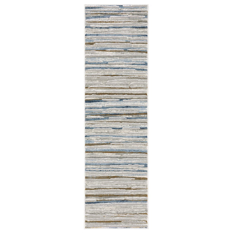 Oriental Weavers Easton Area Rug - 4514E - 2'3" x 7'6" - in Grey/Blue - Modern Style, Stain Resistant, Family and Pet Friendly, Entryway, Hallway Runner Rug