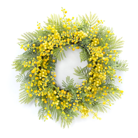 Melrose 85458 Fern and Mimosa Wreath, 27" D, Plastic