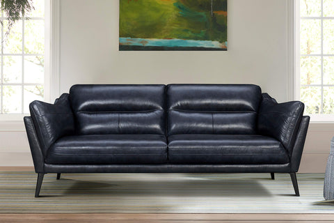 Armen Living Franz 87" Modern Blue Genuine Leather Sofa