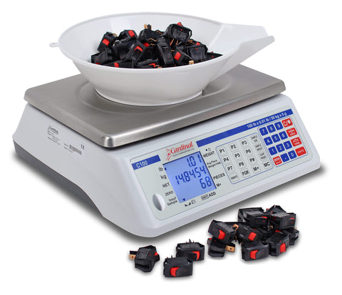 Detecto C100 Portable Counting Scale, 100 lb x 0.01 lb Capacity, Stainless Steel Platform, Rechargeable Battery