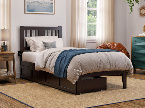 Tahoe Twin Extra Long Bed with 2 Drawers in Espresso