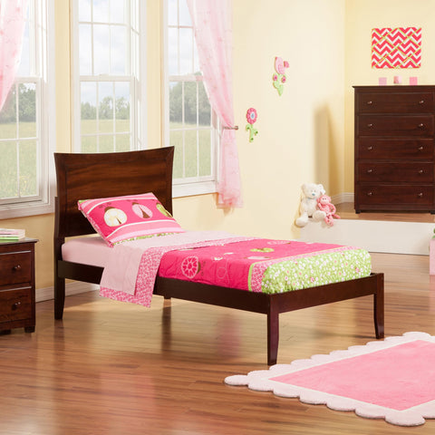 AFI Metro Twin XL Size Platform Bed with Charging Station in Walnut