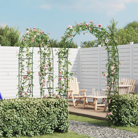 vidaXL Garden Arch 2 pcs, Arch Trellis, Rose Arch, Metal Arch for Climbing Plants Weddings Parties, Heavy-Duty Construction, Weather-Resistant, 94.49" H x 55.12" W Black