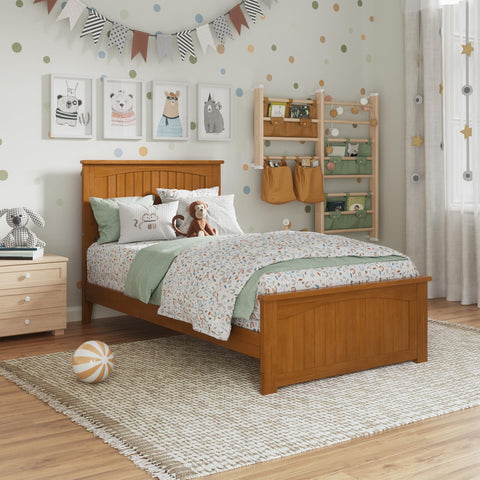 AFI Nantucket Twin Low Profile Platform Bed with Matching Footboard, Light Toffee