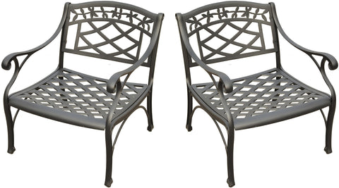 Sedona 2Pc Cast Aluminum Outdoor Lounge Chair Set Black - 2 Club Chairs