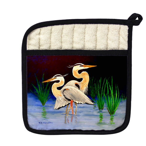 Two Blue Herons Pot Holder - 9x9