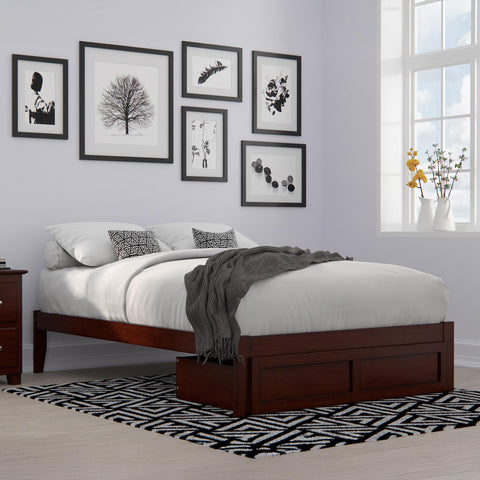 AFI, Colorado Full Platform Bed with Storage Drawer, Walnut
