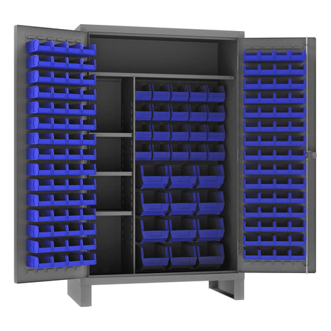 Durham HDJC244878-156-4S5295 Cabinet, 4 Shelves, 156 Blue Bins