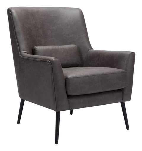 Zuo Ontario Accent Chair Vintage Black, Black Accent Chair, Modern Style, Faux Leather, Plush and Durable Faux Leather Fabric, Plywood, Indoor Living, 29.9" W x 34.3" D x 36.2" H, Non-Stackable