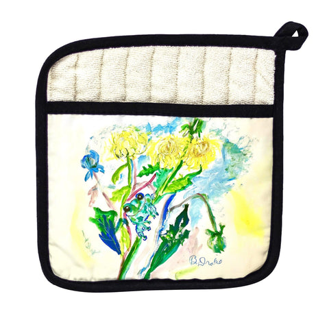 Frog & Flowers Pot Holder - 9x9