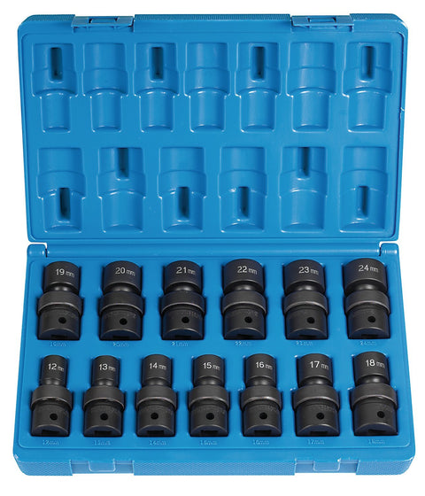 Grey Pneumatic (1313UM) 1/2" Drive 13-Piece Standard Length Metric Universal Socket Set