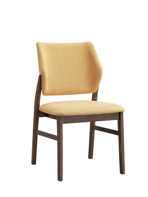 Acme Sarha Wood & Fabric Side Chair in Yellow & Walnut (Set of 2)