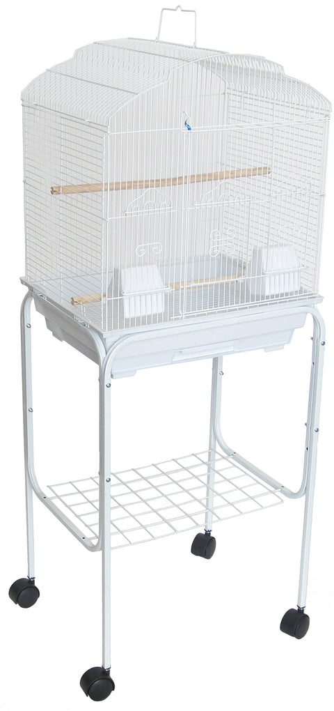 YML 5804 3/8" Bar Spacing Shall Top Bird Cage with Stand, 18" x 14"/Small, White
