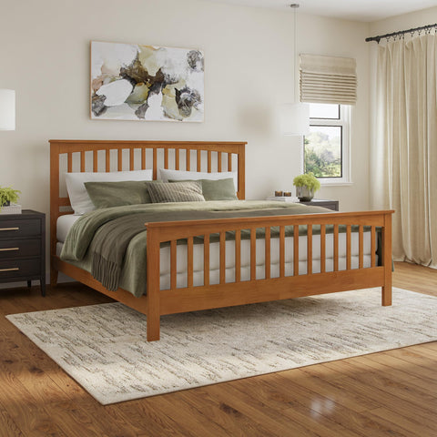 AFI, Brooklyn King Foundation Bed Frame with Matching Footboard, Light Toffee