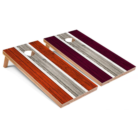 Skip's Garage Orange and Maroon Striped All-Weather Cornhole Boards - PVC - NO Accessories