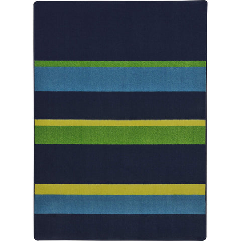 Joy Carpets Kid Essentials Straight and Narrow Teen Area Rugs, 7'8" x 10'9", Navy
