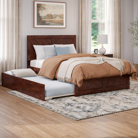 AFI, Canyon Full Platform Bed with Matching Footboard & Twin Trundle, Walnut
