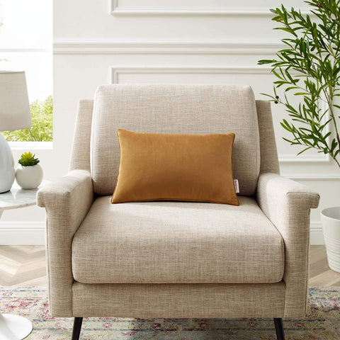 Modway Enhance Lumbar Performance Velvet Accent Throw Pillow in Cognac