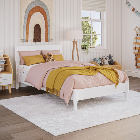 AFI, Aria Twin Solid Wood Modern Low Profile Platform Bed, White