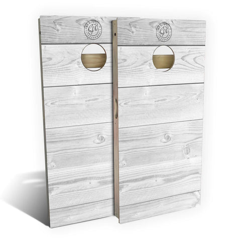Skip's Garage Rustic White Wood Cornhole Set - All-Weather 2x4 (Weather Bags) - NO Accessories