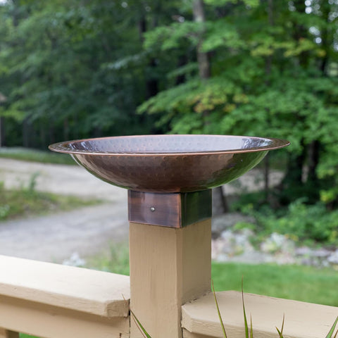 Achla Designs BBHC-14P 14" Hammered 4x4 Post birdbath, Copper Plated
