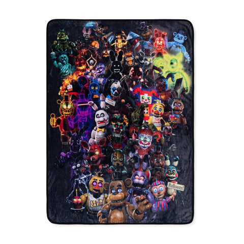 Silver Buffalo Five Nights At Freddy's Character Collage Fleece Throw Blanket for Sofa, Bed | 45 x 60 Inches