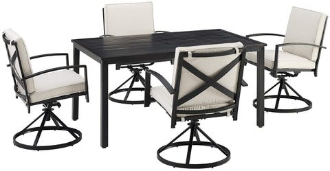 Kaplan 5Pc Outdoor Dining Set Oatmeal/Oil Rubbed Bronze - Table & 4 Swivel Chairs