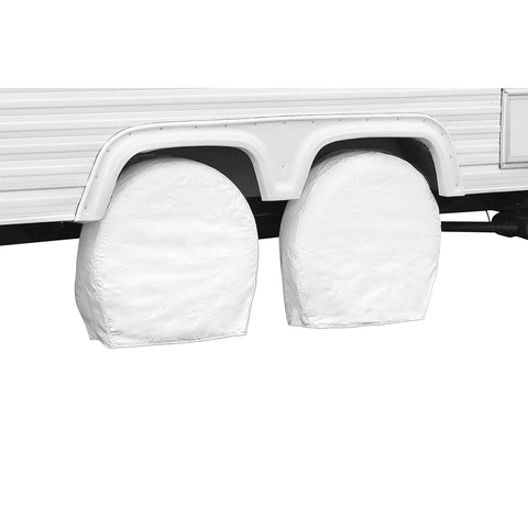 Classic Accessories 76240 RV Wheel Cover, Motorhome Trailer Camper Van, Heavy-Duty Vinyl, Universal Fit, Polyester, Camper Travel Trailer Accessories, White