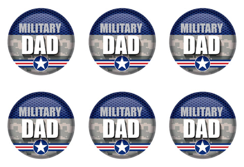 Beistle 6 Piece USA Proud Military Dad Pinback Button Badge Pins For 4th Of July Patriotic Decorations Independence Day Party Supplies And Favors