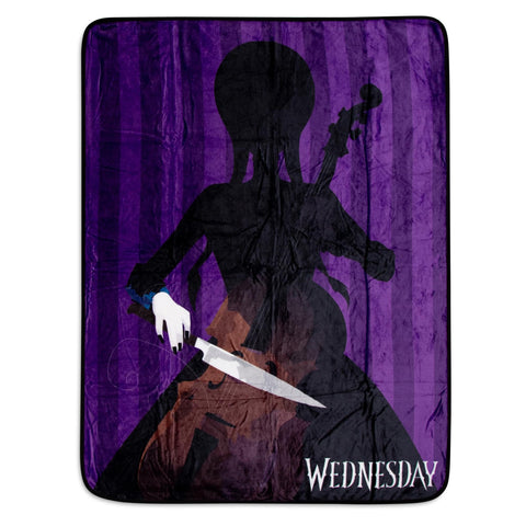 Addams Family Wednesday Cello Silhouette Fleece Throw Blanket | Soft Polyester Cover for Sofa, Bed | 45 x 60 Inches
