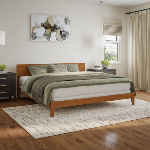 AFI, Orlando King Foundation Bed with Attachable USB Charger, Light Toffee