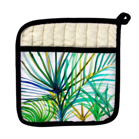 Betsydrake PT1157 Teal Palms Pot Holder