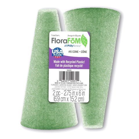 FloraCraft FloraF?M 2 Piece Cone 2.75 Inch x 6 Inch Green