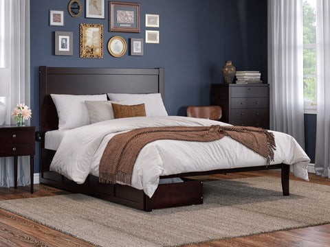 NoHo Queen Bed with 2 Drawers in Espresso