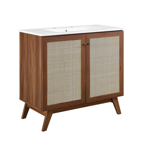 Modway EEI-6717-WAL-WHI Soma 36” Bathroom Vanity, Walnut White