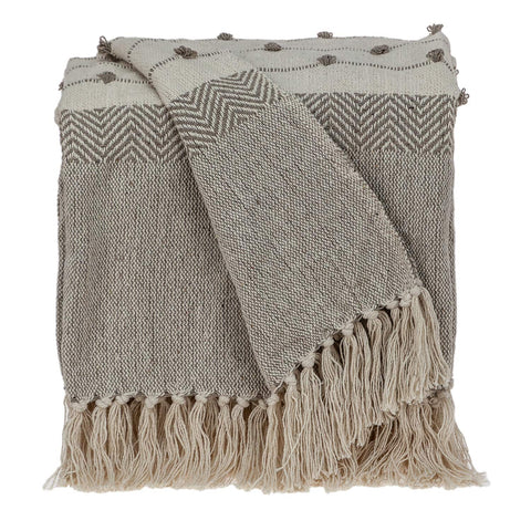 Parkland Collection Ishan Eclectic Beige 52" x 67" Woven Handloom Throw