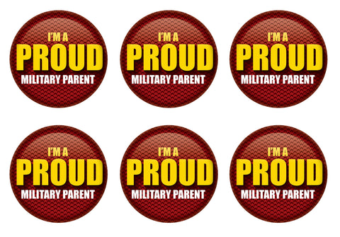 Beistle 6 Piece USA Proud Military Parent Pinback Button Badge Pins for 4th of July Patriotic Decorations Independence Day Party Supplies and Favors, 2", Red/Yellow/White