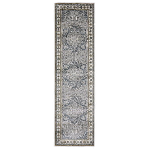 Oriental Weavers Ellington Area Rug - ELL02-2'3" x 7'6" - in Brown/Blue - Vintage Inspired, Stain Resistant, Family and Pet Friendly, Entryway, Hallway Runner Rug
