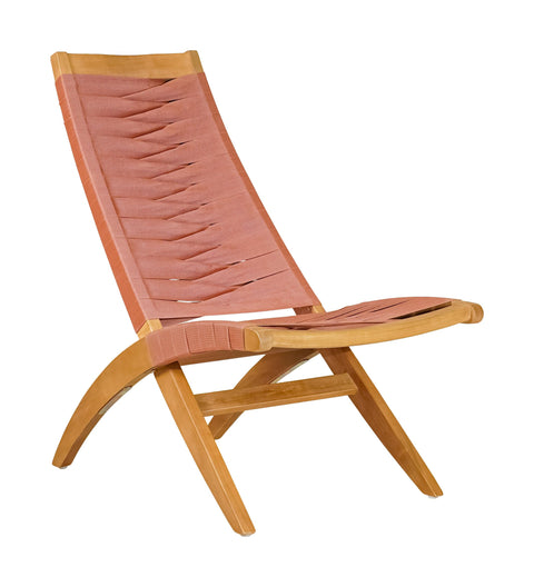 Zuo Rova Lounge Chair Terracotta, Brown Lounge Chair, Modern, Weather Resistant Solid Acacia Wood Frame with Synthetic Rattan Weave, Solid Acacia Wood, Outdoor Living, 22.2" W x 33.9" D x 35" H