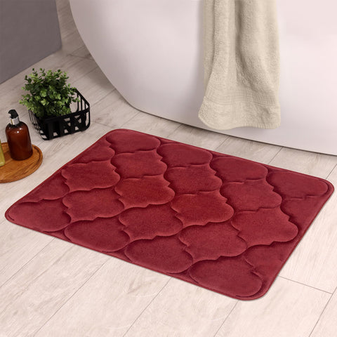 ACHIM Memory Foam Bathroom Rugs - 17 x 24 Inch (Madison Burgundy) - Ultrasoft Non Slip Bath Mat for Bathroom Floor, Shower, Bedroom & Kitchen - Quick Dry Washable Memory Foam Bath Mat Shower Rug
