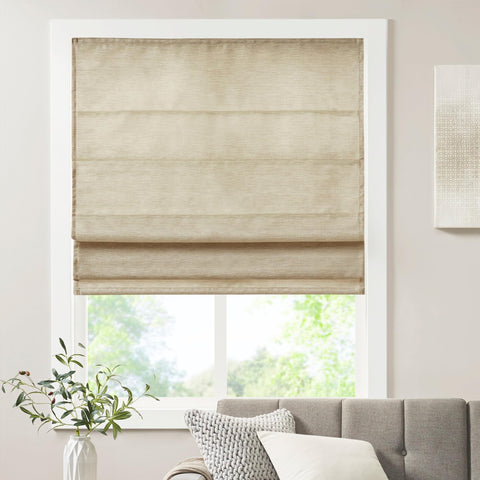 Madison Park Cordless Roman Shades Faux Silk Shade with Sheen 1-Panel Privacy, Room Darkening, Energy Efficient, Thermal Insulated Window Blind for Bedroom, Living Room Décor, 35"W x 64"H Como, Taupe