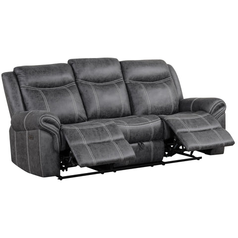 Zubaida Power Motion w/Drop Down Table  and USB Port Dark Gray Polish Microfiber