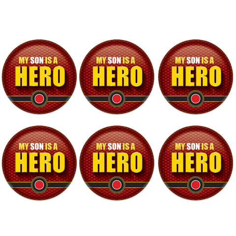 Beistle 6 Piece USA My Son Is A Hero Proud Military Parent Pinback Button Badge Pins For 4th Of July Patriotic Decorations Independence Day Party Supplies And Favors
