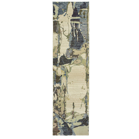 Oriental Weavers Evolution Area Rug - 8027A - 2'3" x 8' - in Blue/Grey - Modern Style, Stain Resistant, Family and Pet Friendly, Entryway, Hallway Runner Rug
