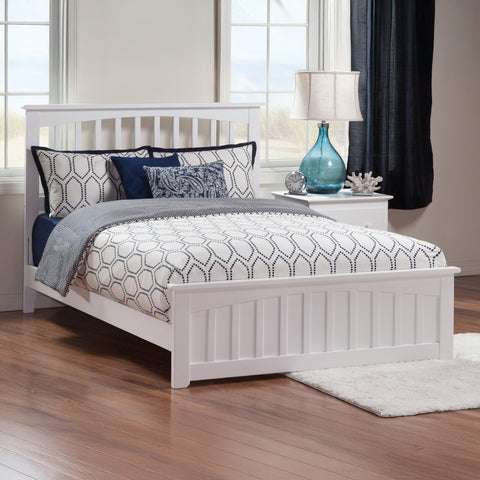 Atlantic Furniture AR8746032 Mission Traditional Bed with Matching Foot Board, Queen, White