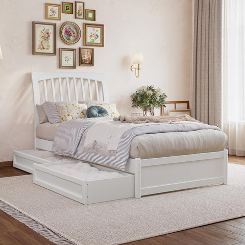 AFI, Roslyn Twin XL Platform Bed with Panel Footboard and Storage Drawers, White